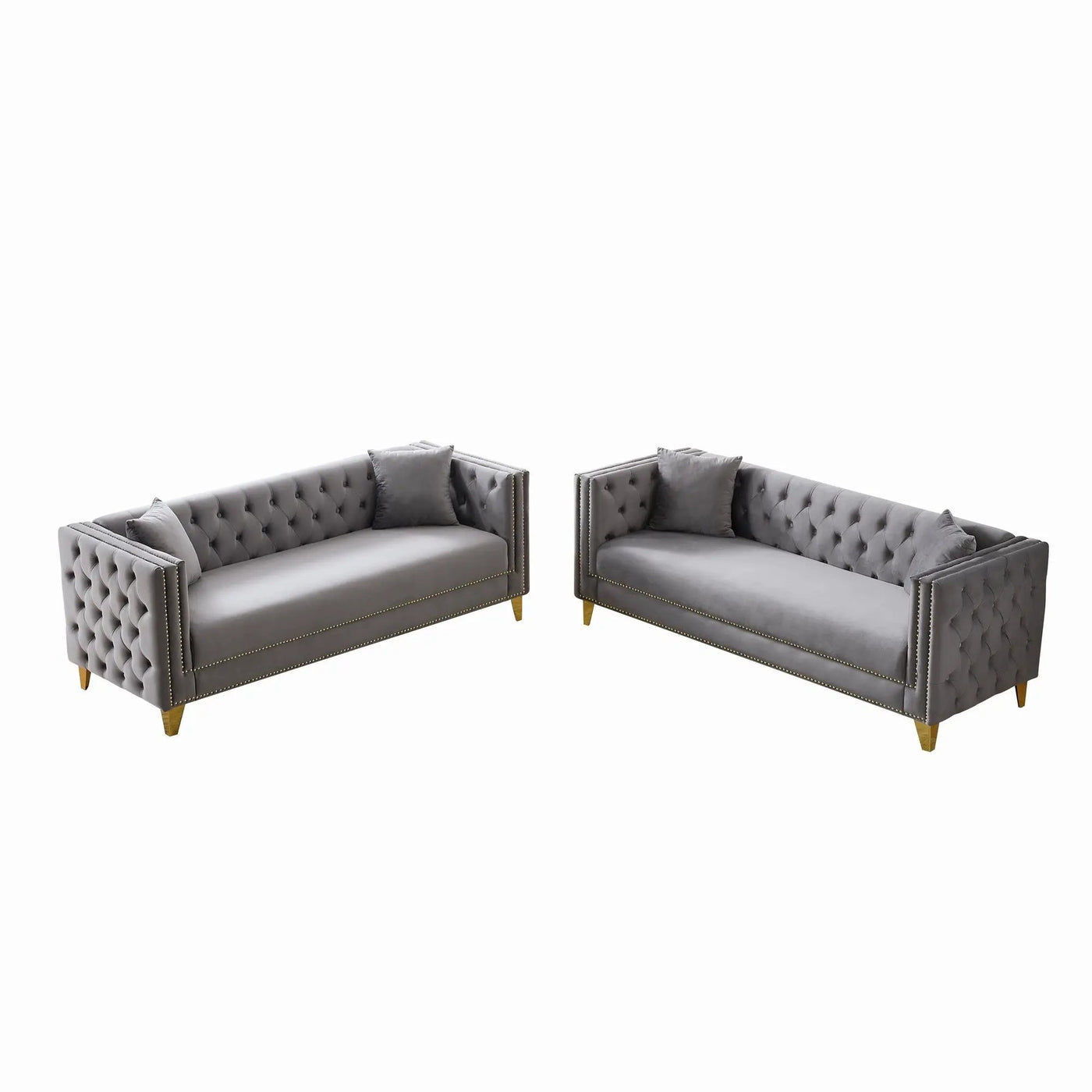 Deep Seat Sofa With Button Nailhead, Square Arm Couches by Unique Piece Furniture