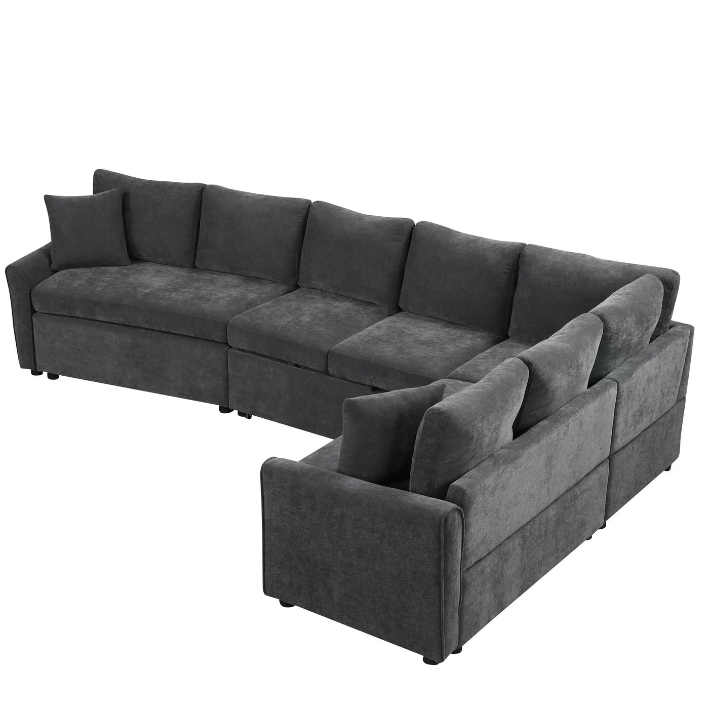 L-Shaped Sofa Convertible Sofa Bed Pull Out Sofa Sleeper With Two Back Pillows, Two USB Ports And Two Power Sockets For Living Room by HouseOfZazla