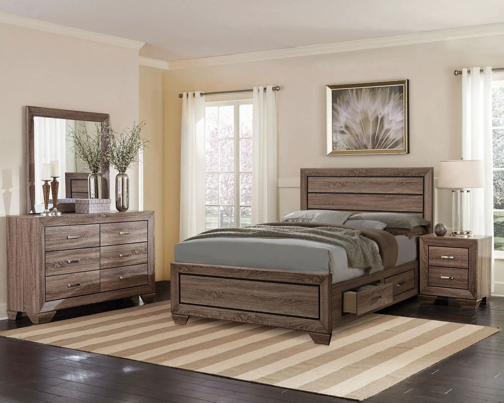 Kauffman 4-piece Eastern King Bedroom Set Washed Taupe by Unique Piece Furniture