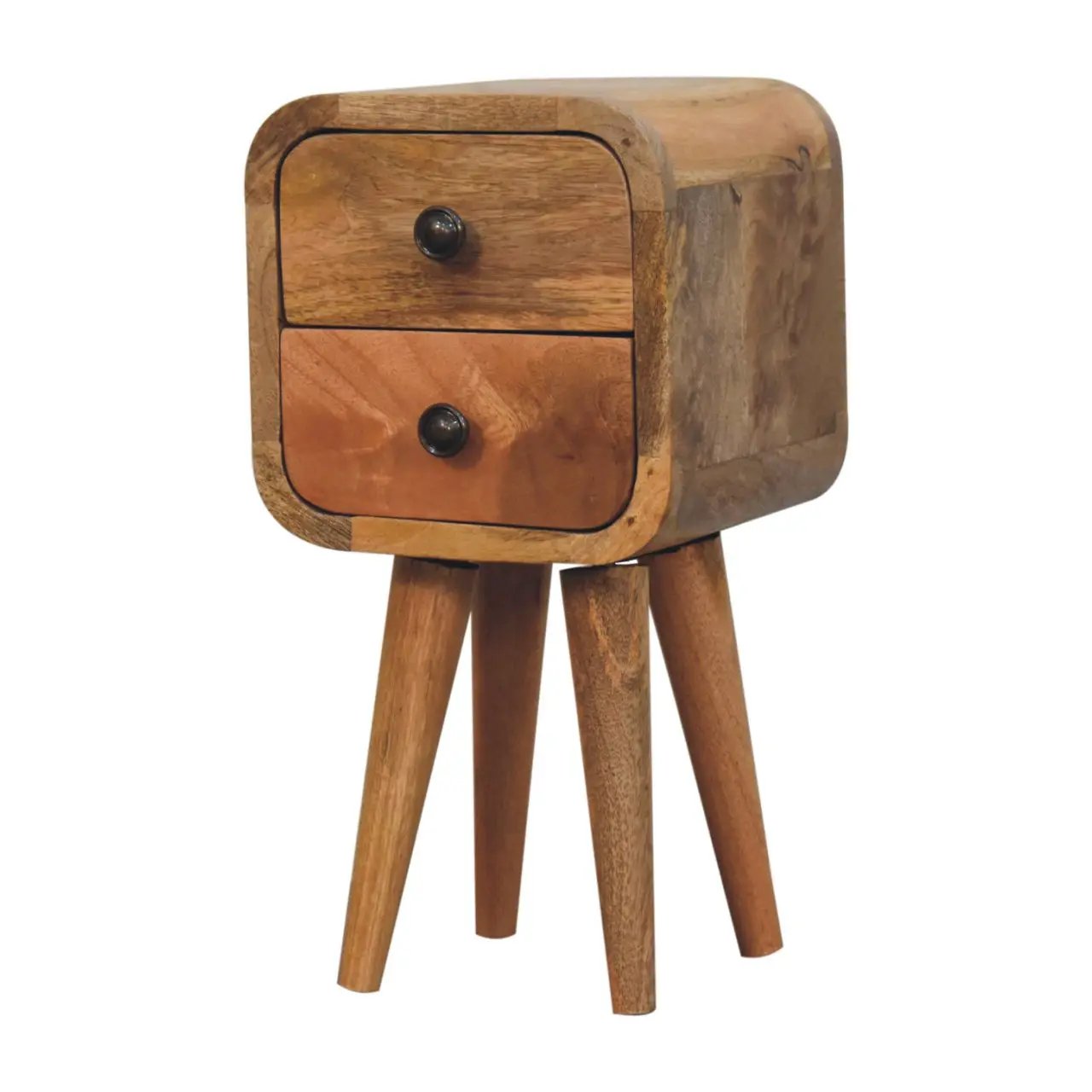 Solid Wood Extra Mini Curved Oak Bedside Table by HouseOfZazla