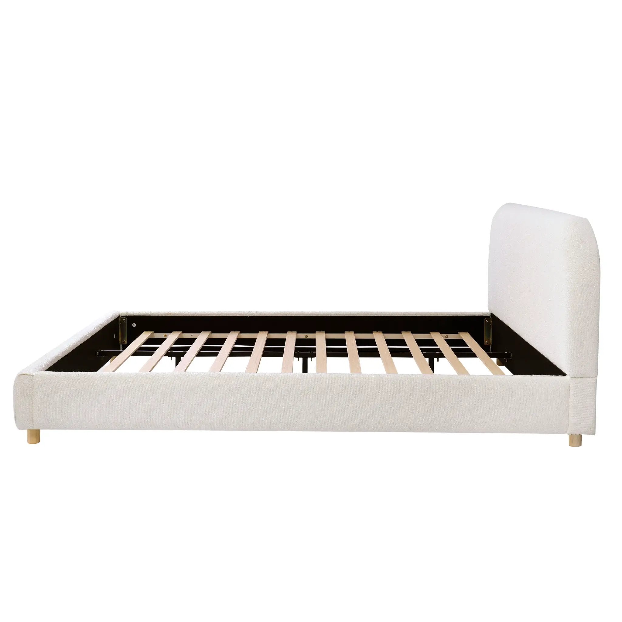 Queen Size Upholstered Bed With Boucle Fabric by HouseOfZazla