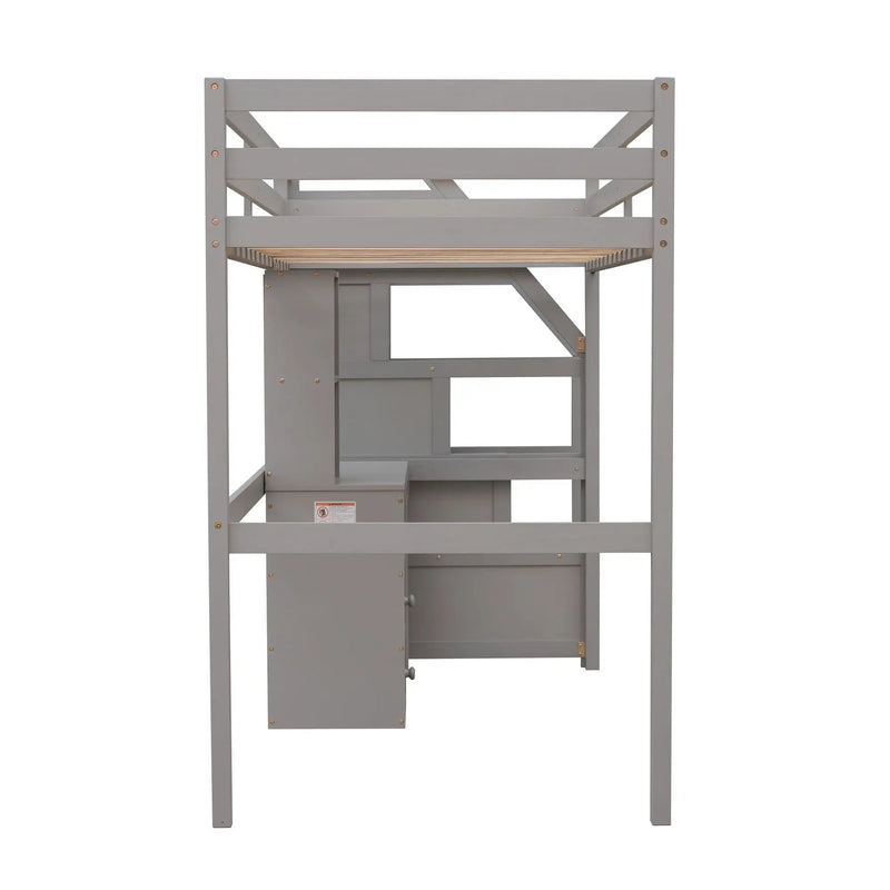Loft Bed With Stand Alone Bed, Storage Staircase, Desk, Shelves, And Drawers by HouseOfZazla