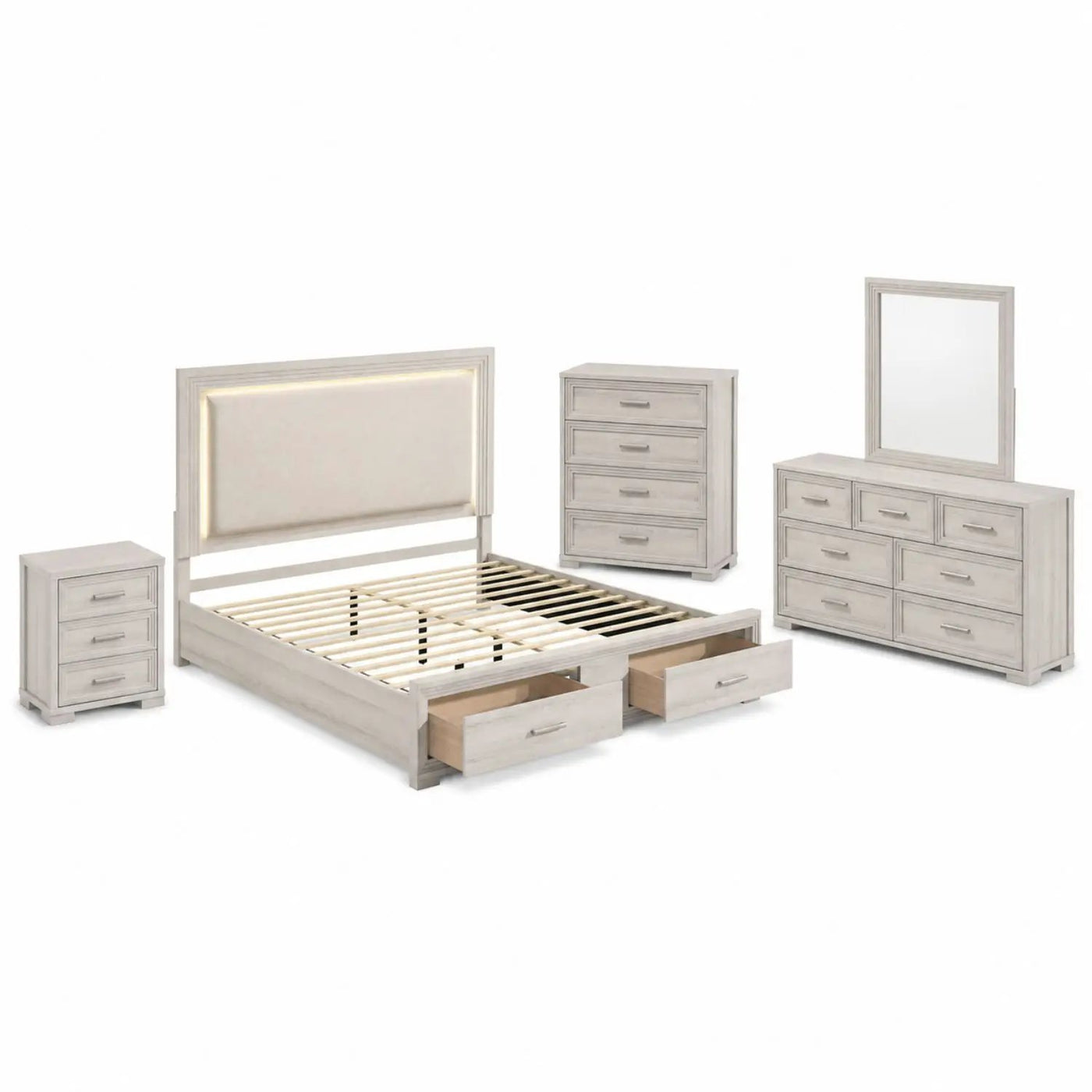 Colorado - Bedroom Set With Upholstered LED Headboard by HouseOfZazla