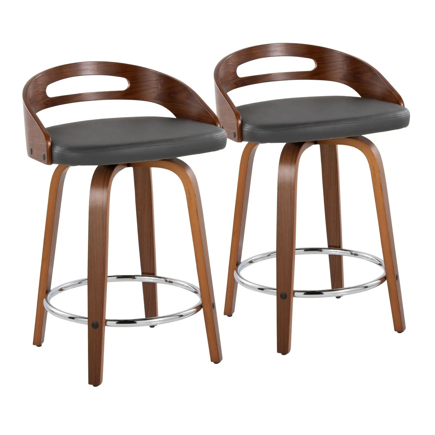 Cassis - Mid Century Modern Fixed Height Counter Stool With Swivel With Round Footrest (Set of 2) by HouseOfZazla