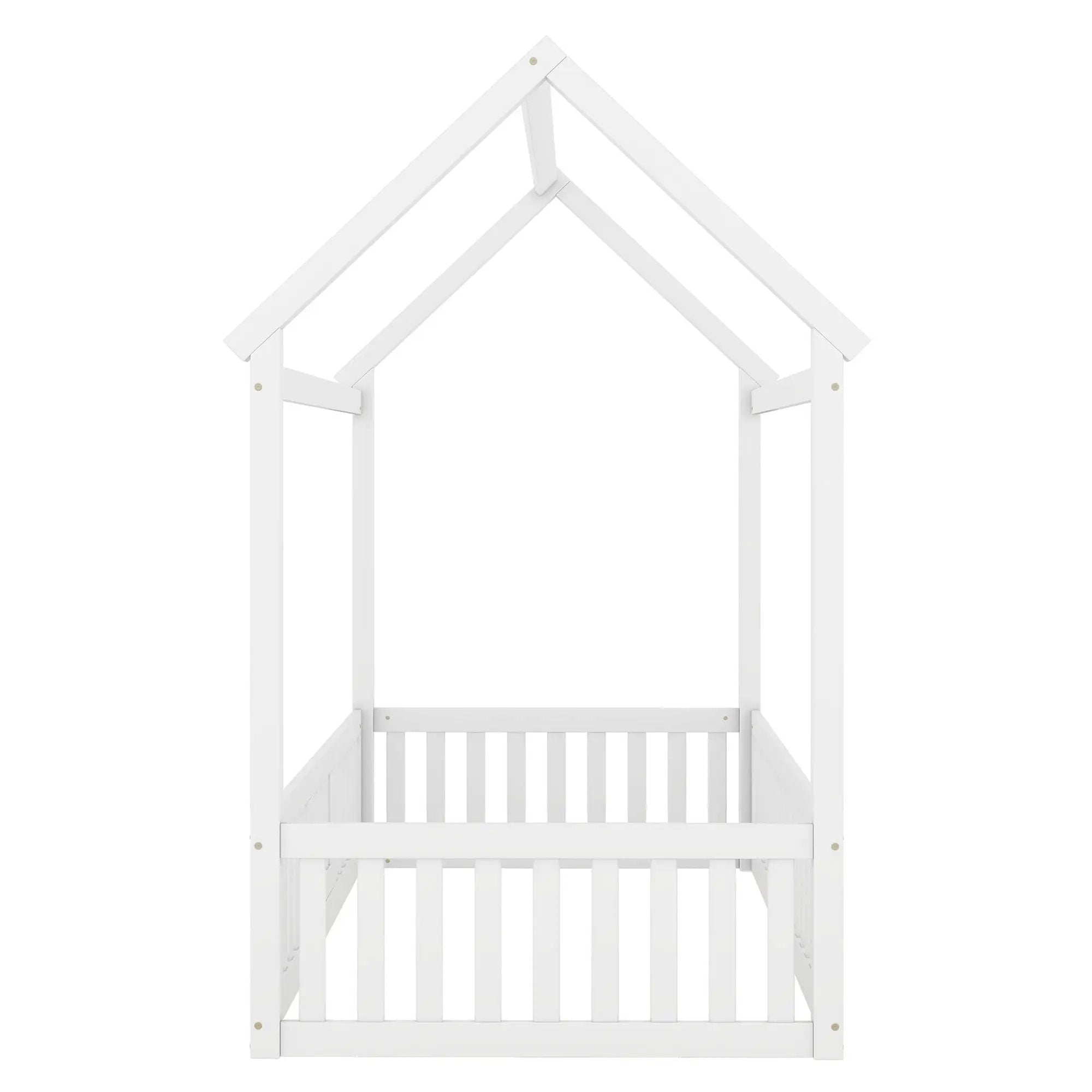 Wood House Bed With Fence And Door by HouseOfZazla