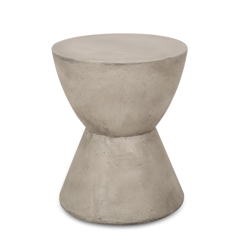 Outdoor Lightweight Concrete Side Table, Light Gray by HouseOfZazla