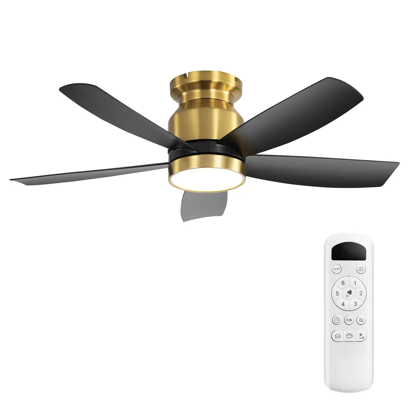 Flush Mount Ceiling Fan with LED Light and Remote Control by HouseOfZazla