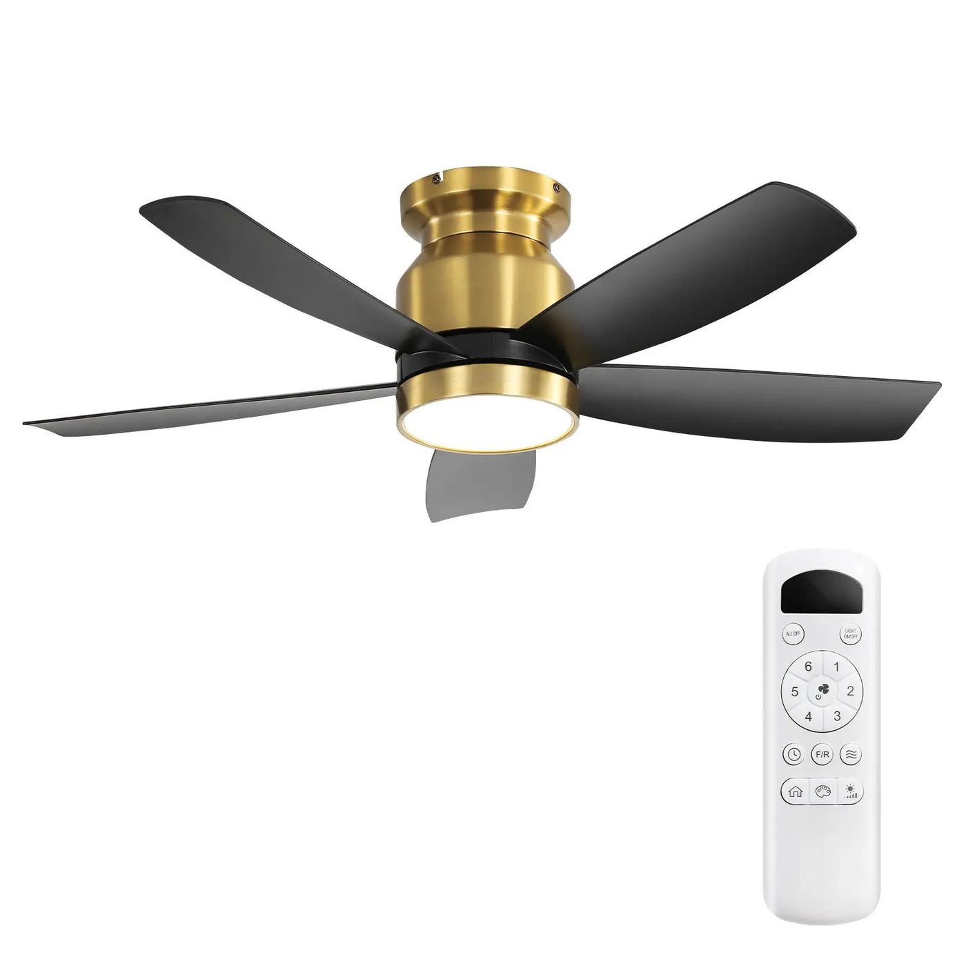 Flush Mount Ceiling Fan With LED Light 22W And Remote Control Blades / Body, DC Motor by Unique Piece Furniture