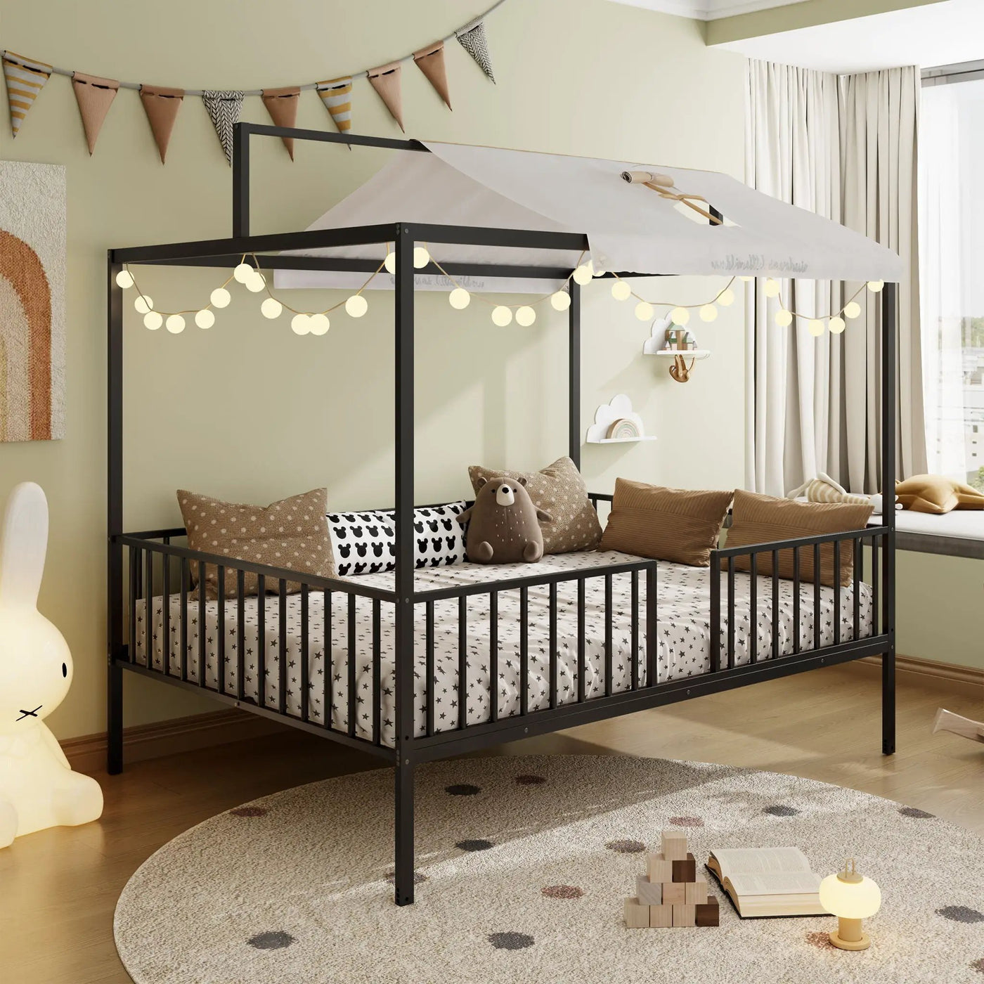 3 In 1 Convertible Montessori Floor Bed With Fenced Support by HouseOfZazla