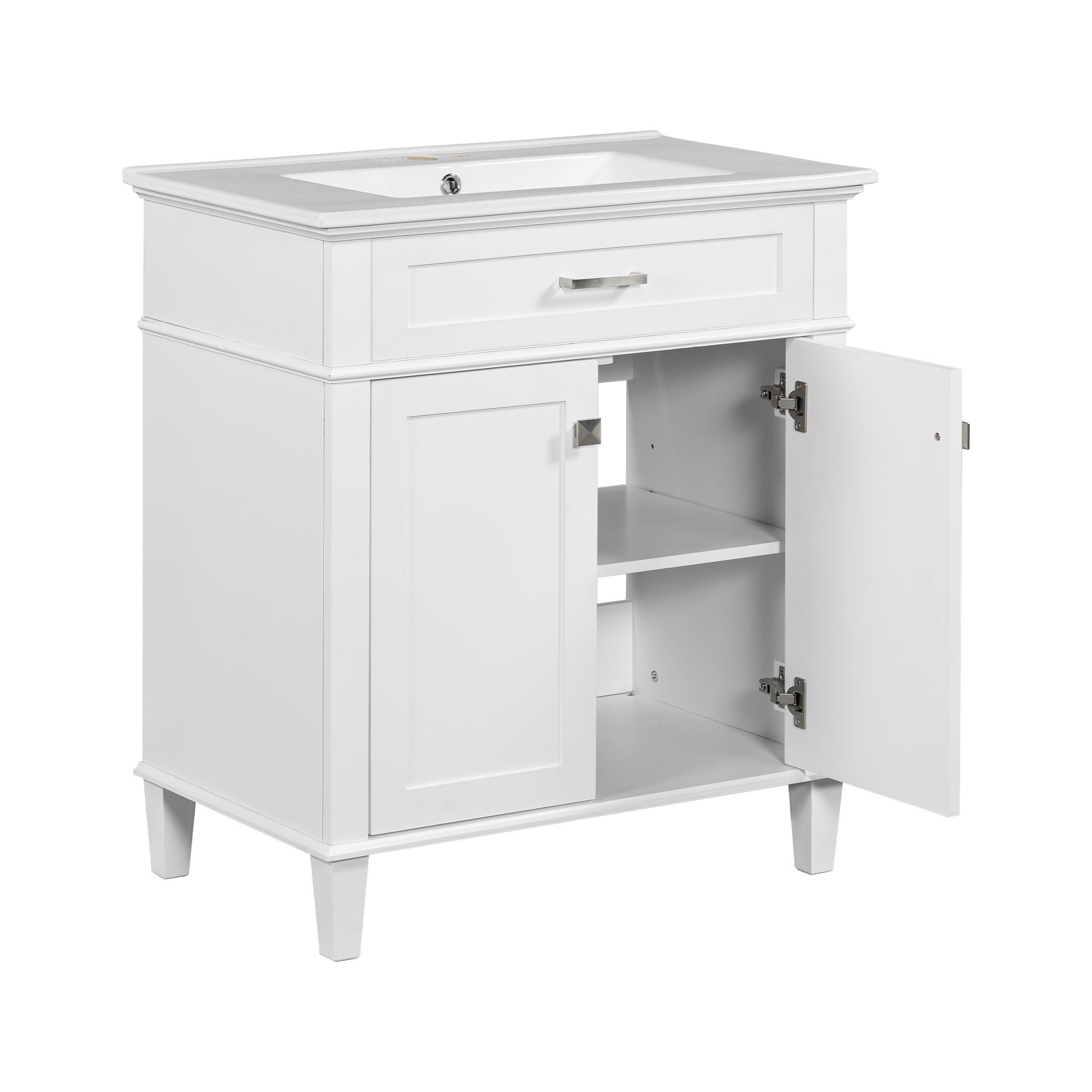 Bathroom Vanity With Ceramic Basin, Soft Close Door And Adjustable Shelves by HouseOfZazla