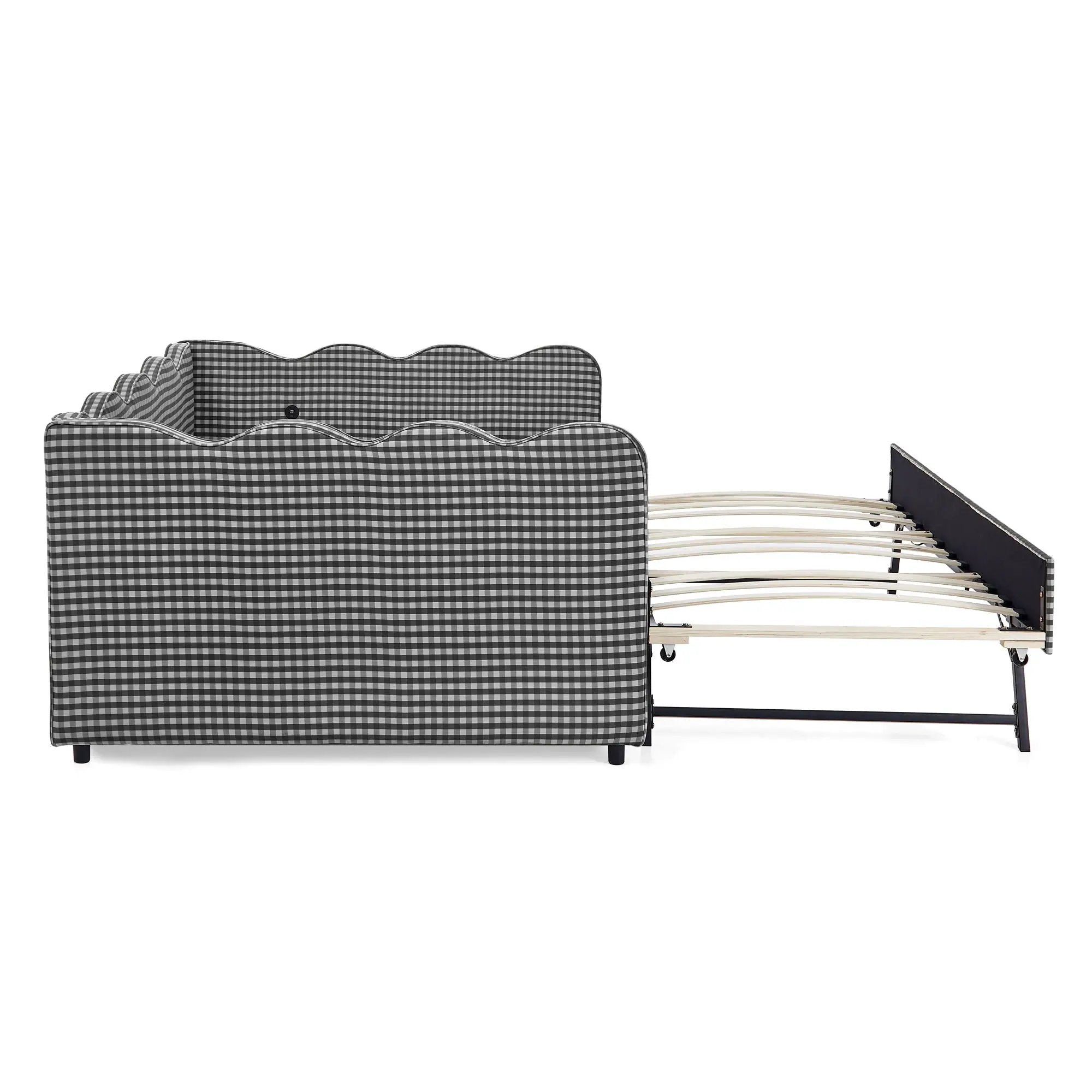 Gingham Daybed With USB Charging Port, Wave-Shaped Design by Unique Piece Furniture