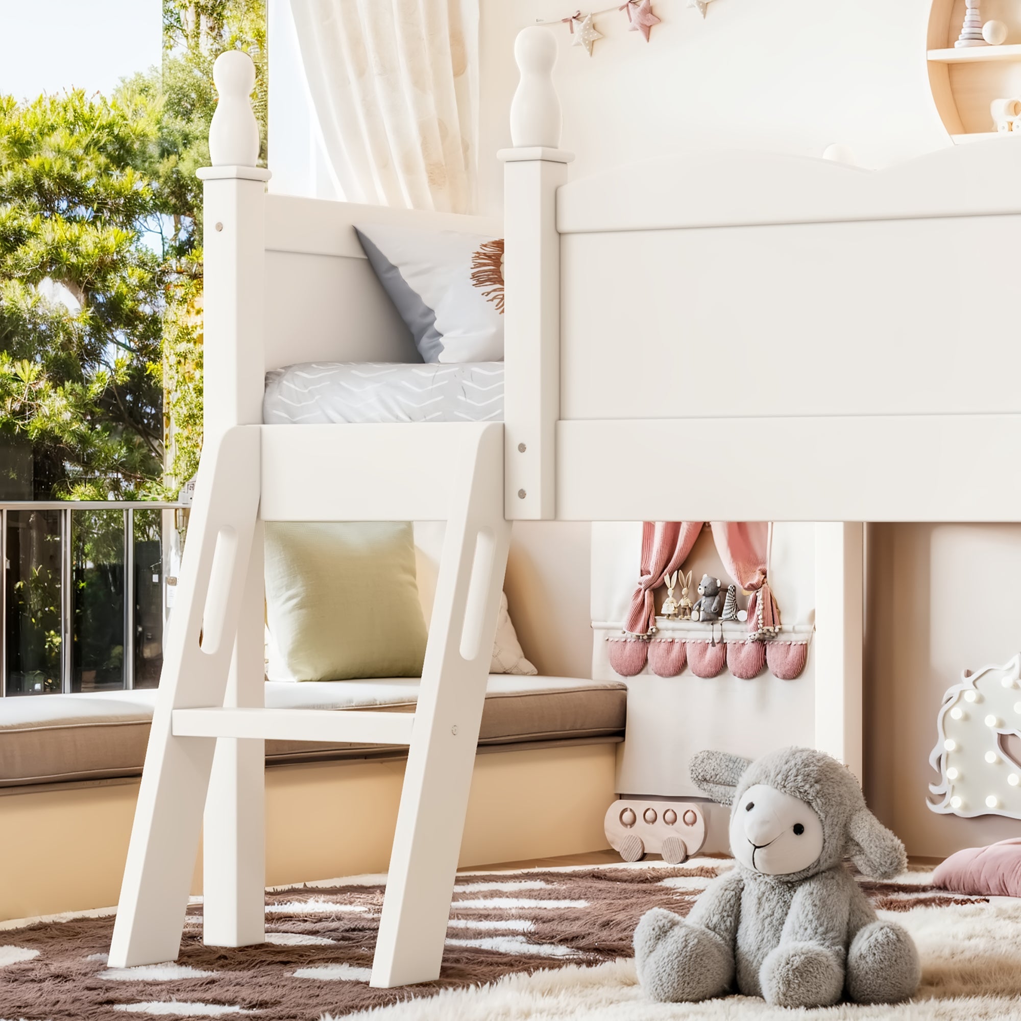 Full Size Low Loft Bed with Full-Length Guardrails by HouseOfZazla