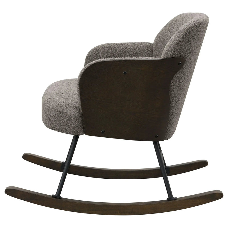 Paige Boucle Upholstered Mid Back Rocking Chair Taupe by Unique Piece Furniture