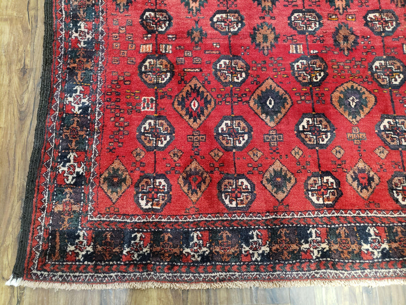 4 x 8 Handmade Baluch Afghan Turkoman Tribal Wool Rug Organic Dyes 8x4 Carpet by Jewel Rugs