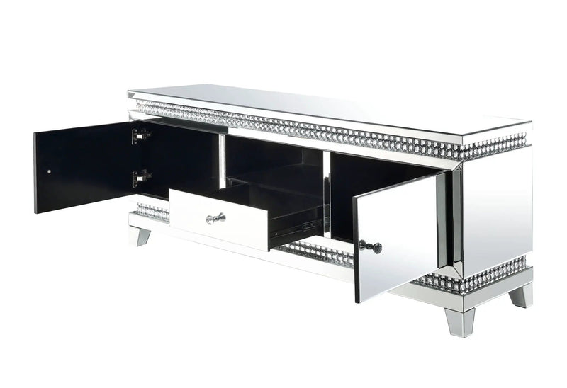 Lotus - TV Stand - Mirrored, Faux Ice Cube Crystals by Unique Piece Furniture