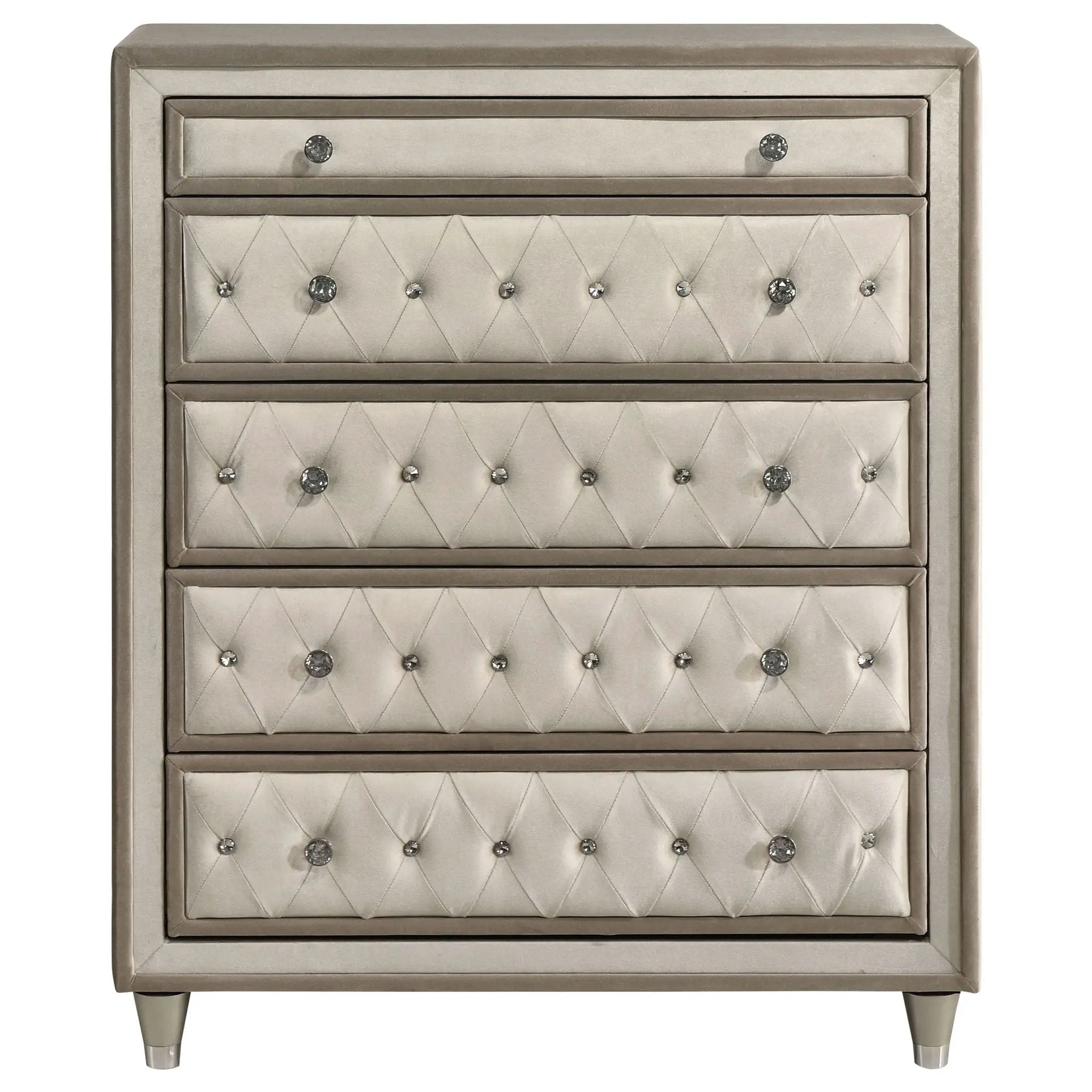 Antonella 5-drawer Bedroom Chest Ivory and Camel by Unique Piece Furniture