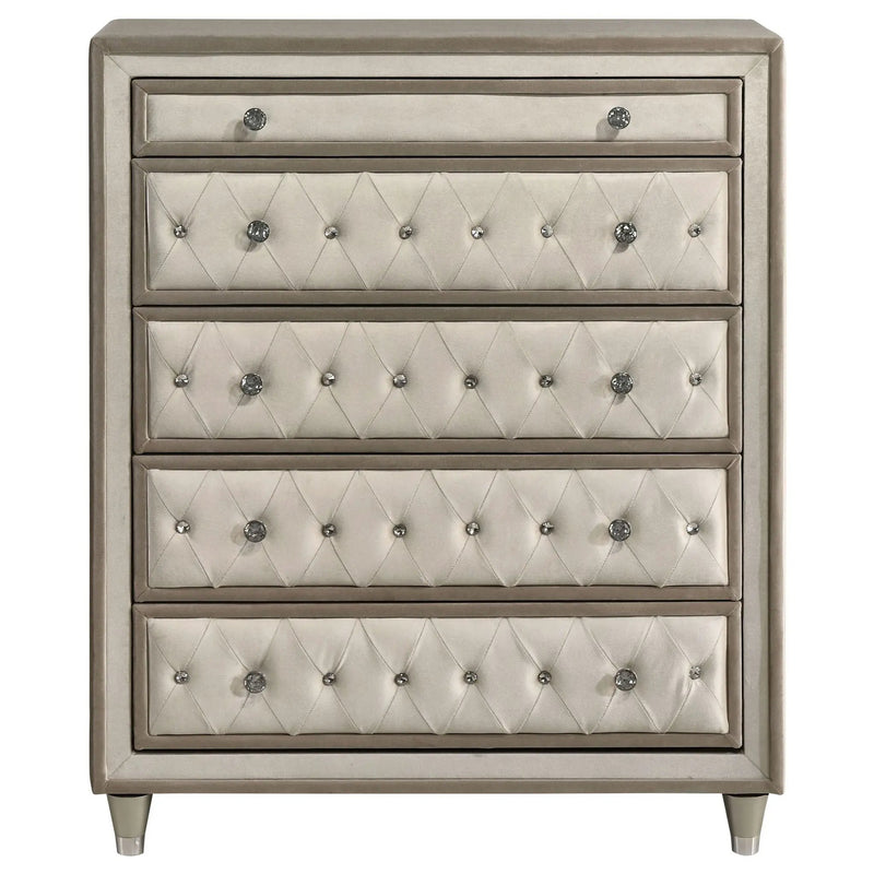 Antonella 5-drawer Bedroom Chest Ivory and Camel by Unique Piece Furniture