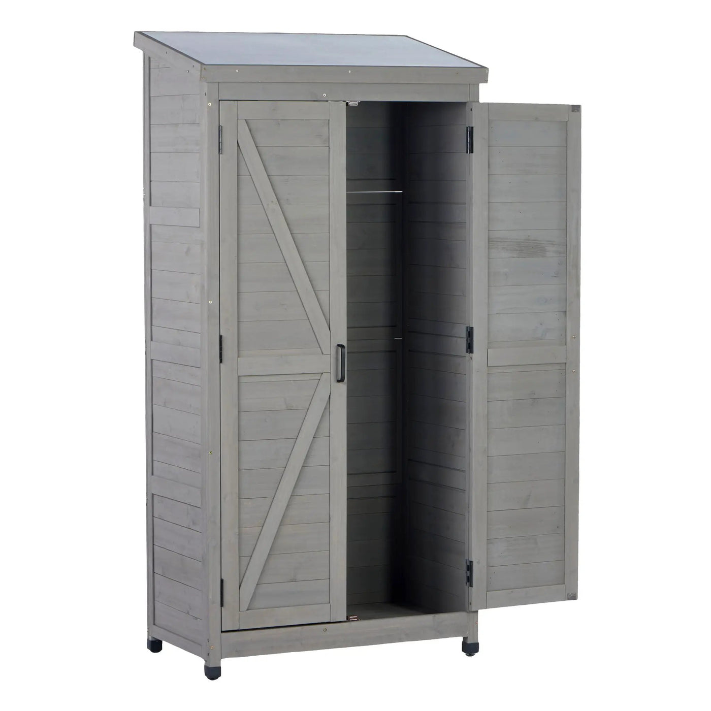 Outdoor Storage Shed With Vertical Tool Cabinet For Backyard by HouseOfZazla