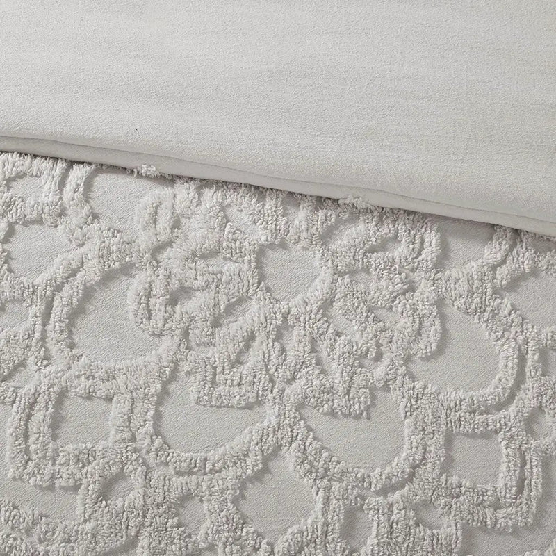 King/Cal King Tufted Cotton Chenille Medallion Duvet Cover Set by HouseOfZazla