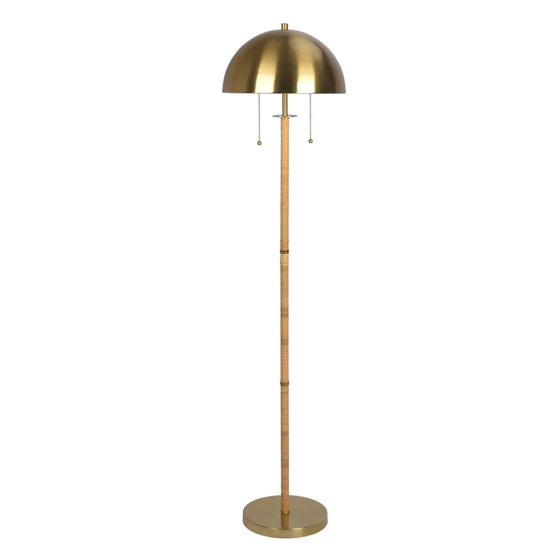 Allure - 2 Light Floor Lamp, Gold, Natural Tube, Double On / Off Pull Chain - Gold / Rattan by HouseOfZazla