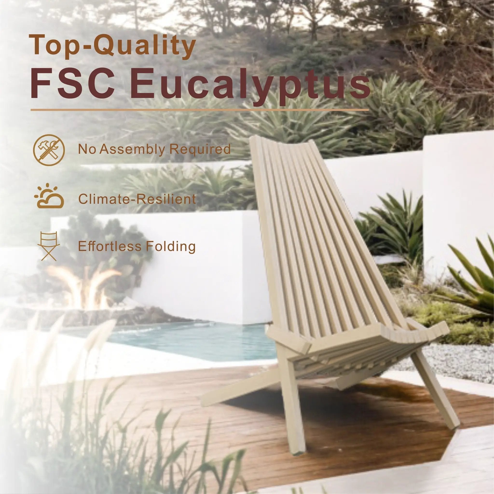 Folding Acacia Wood Outdoor Lounge Chair by HouseOfZazla
