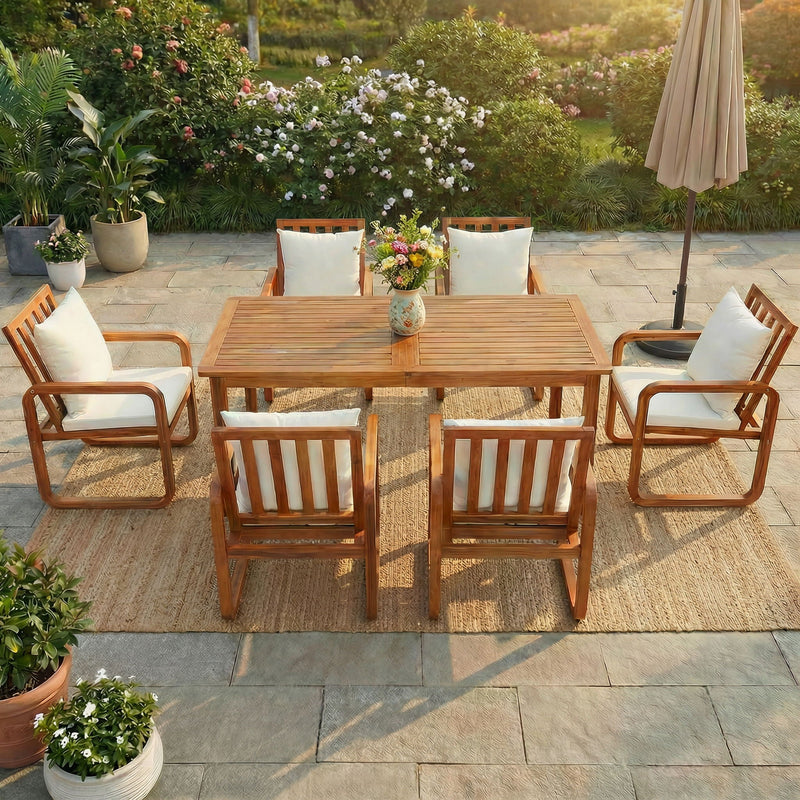 7 Piece Outdoor Patio Dining Set With Removable Cushions by HouseOfZazla