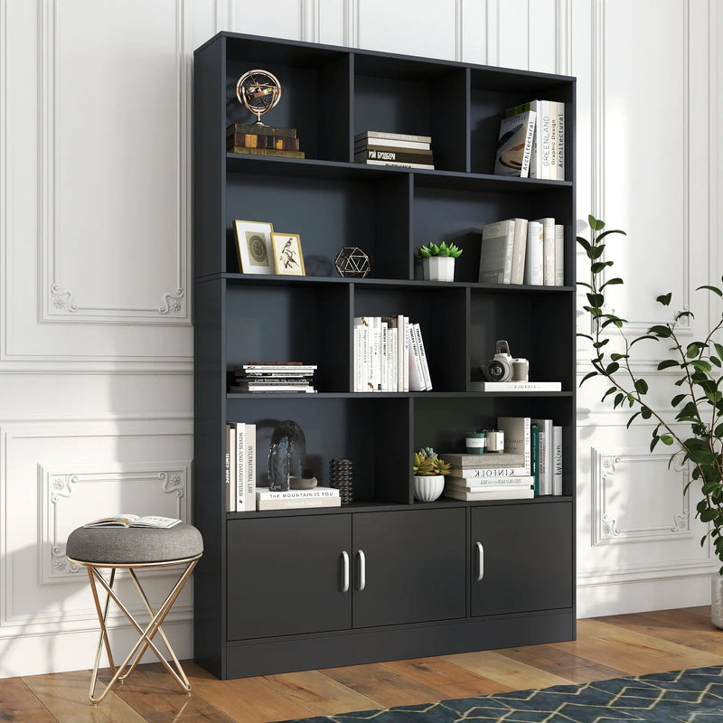 70.87" Tall Bookshelf with 10 Cubes and 3 Doors by HouseOfZazla