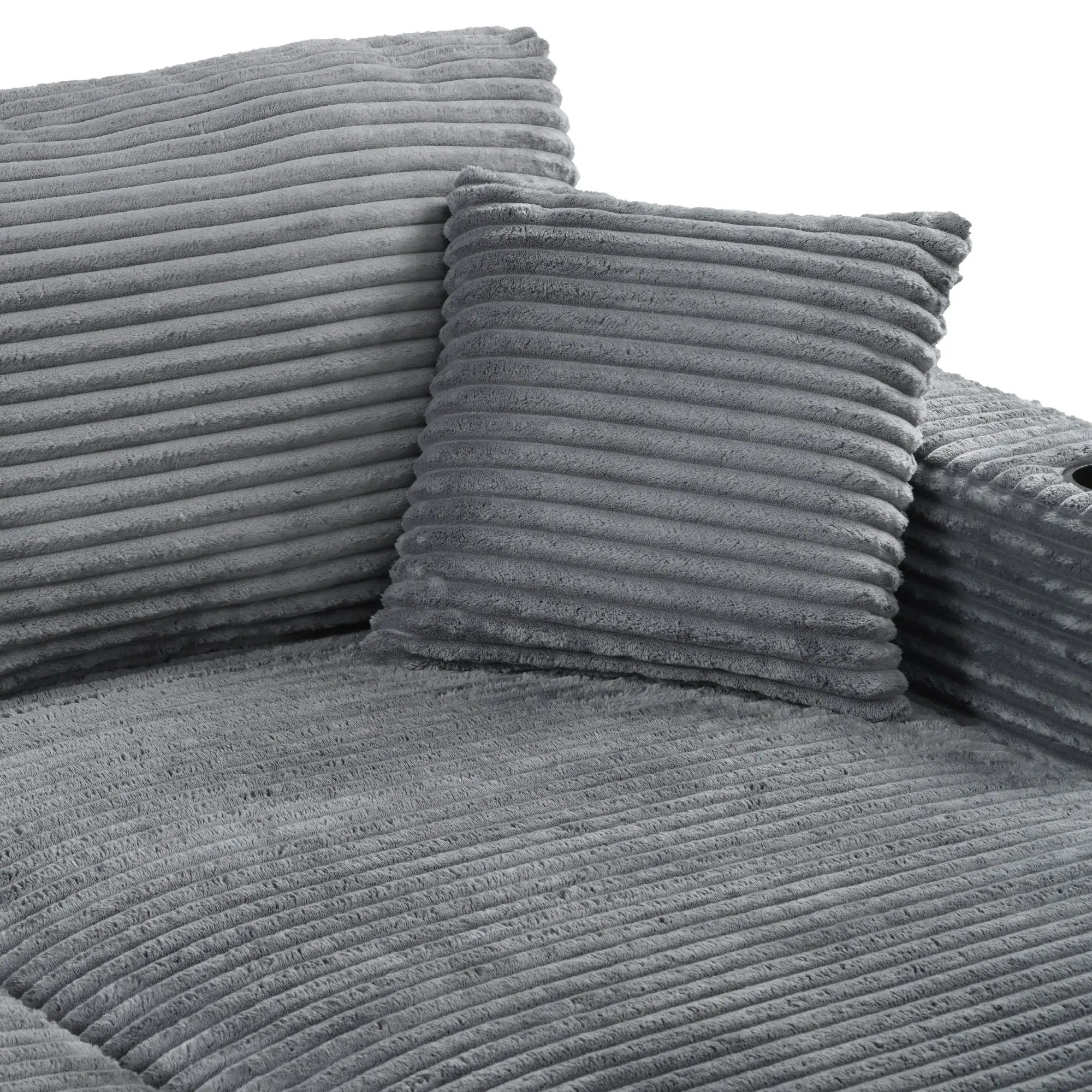 Oversized Loveseat Chaise With 2 USB Ports, 2 Cup Holders And 2 Throw Pillows by HouseOfZazla