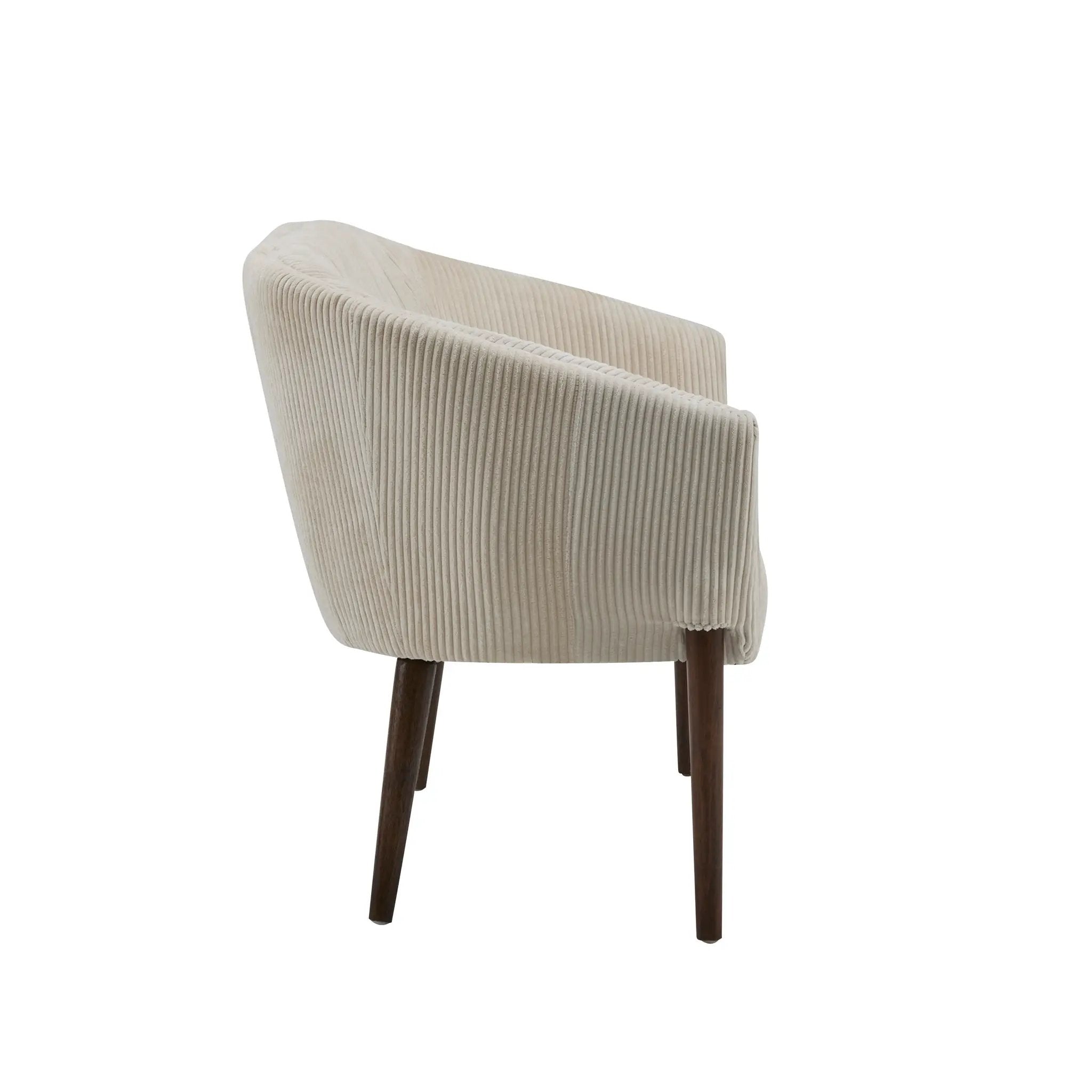 Corduroy Recessed Arm Loveseat (Beige + Walnut) by HouseOfZazla
