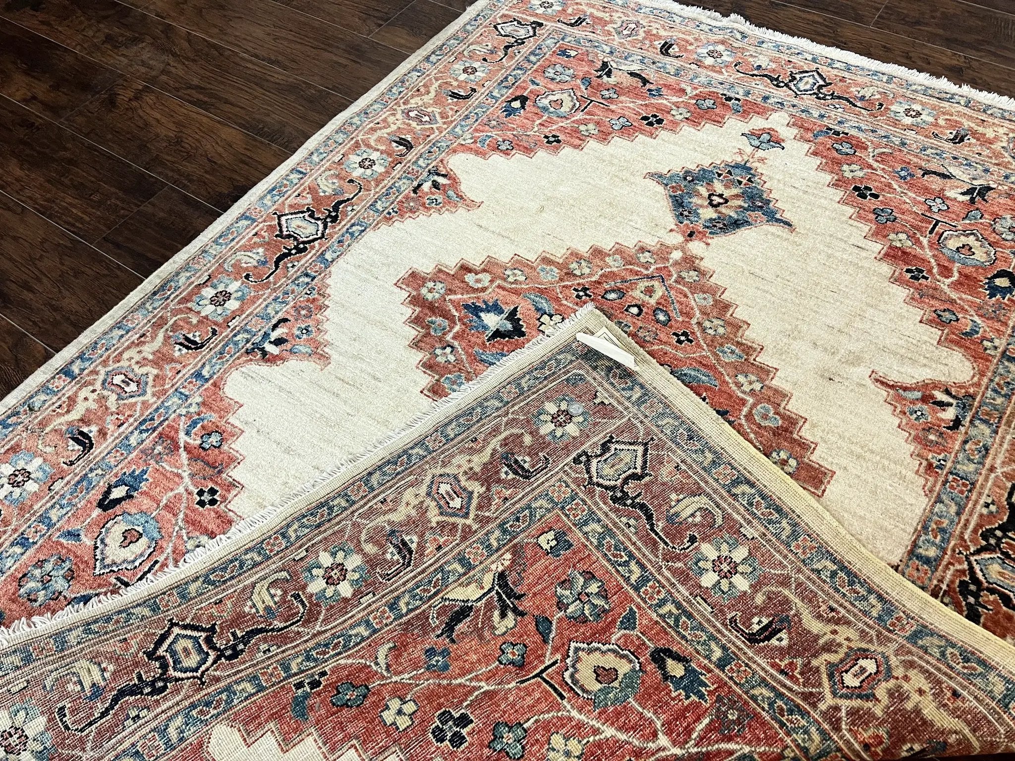 Peshawar Rug 5x7, Wool Hand Knotted Handmade Vintage Carpet, Serapi Design, Pakistani Rug 5 x 7 ft, Medium Sized, Geometric Rug by Jewel Rugs