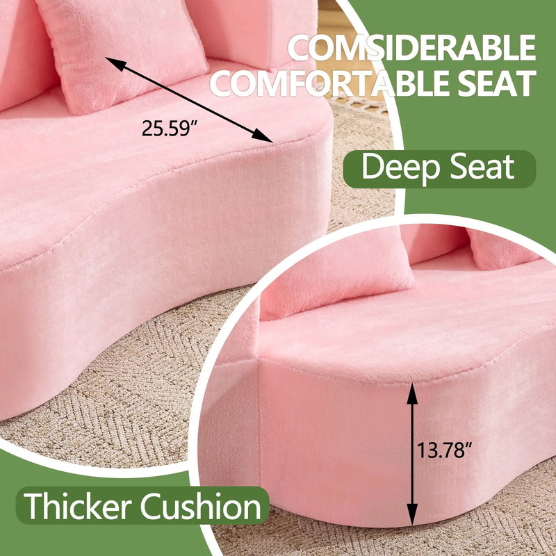 71-Inch Folding Sofa Bed in Pink Chenille with High-Density Foam by HouseOfZazla