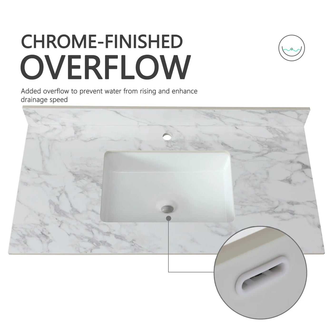 Elegant Bathroom Vanity Top With Rectangular Ceramic Sink And Backsplash by HouseOfZazla