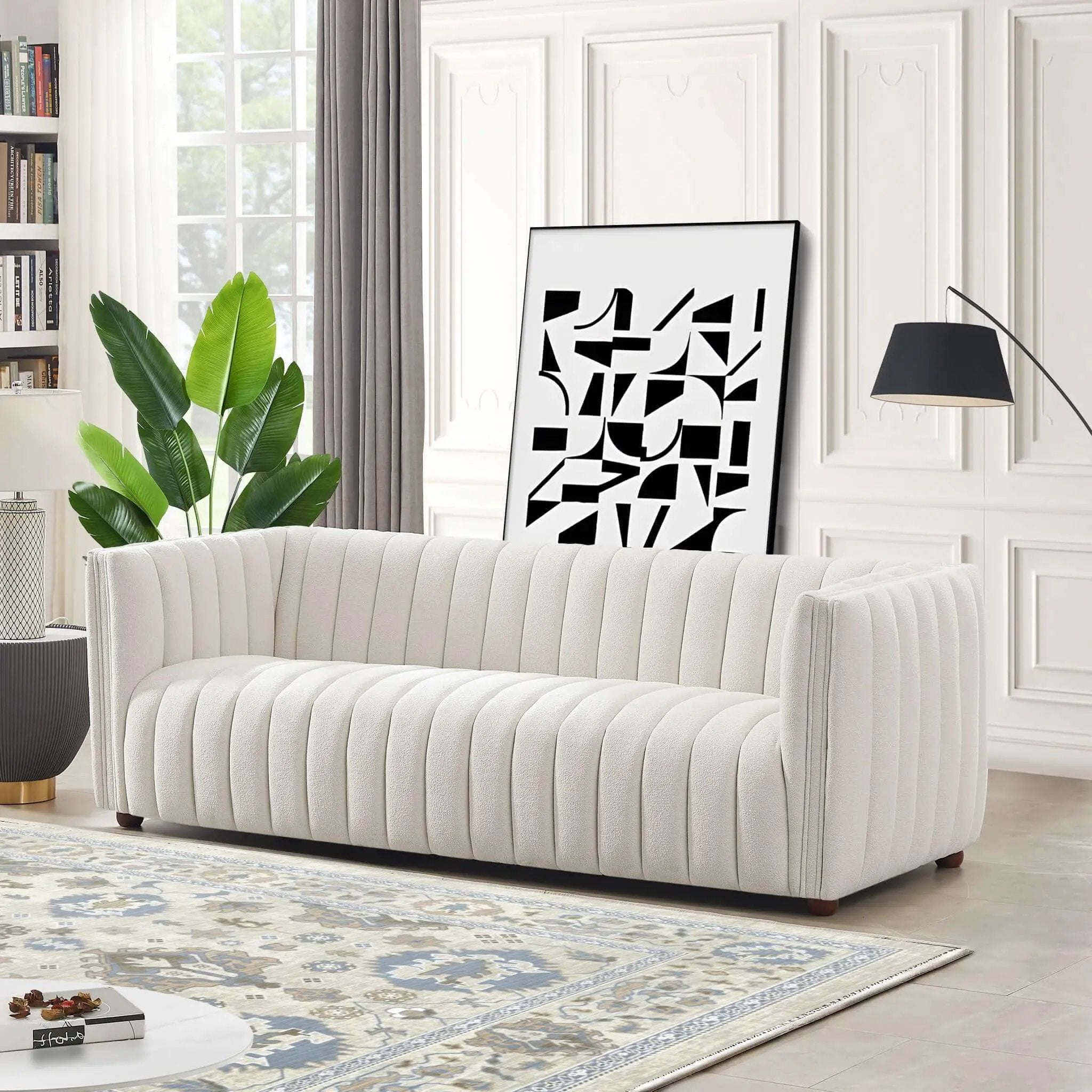 April - Mid-Century Modern Luxury Tight Back Boucle Couch by HouseOfZazla