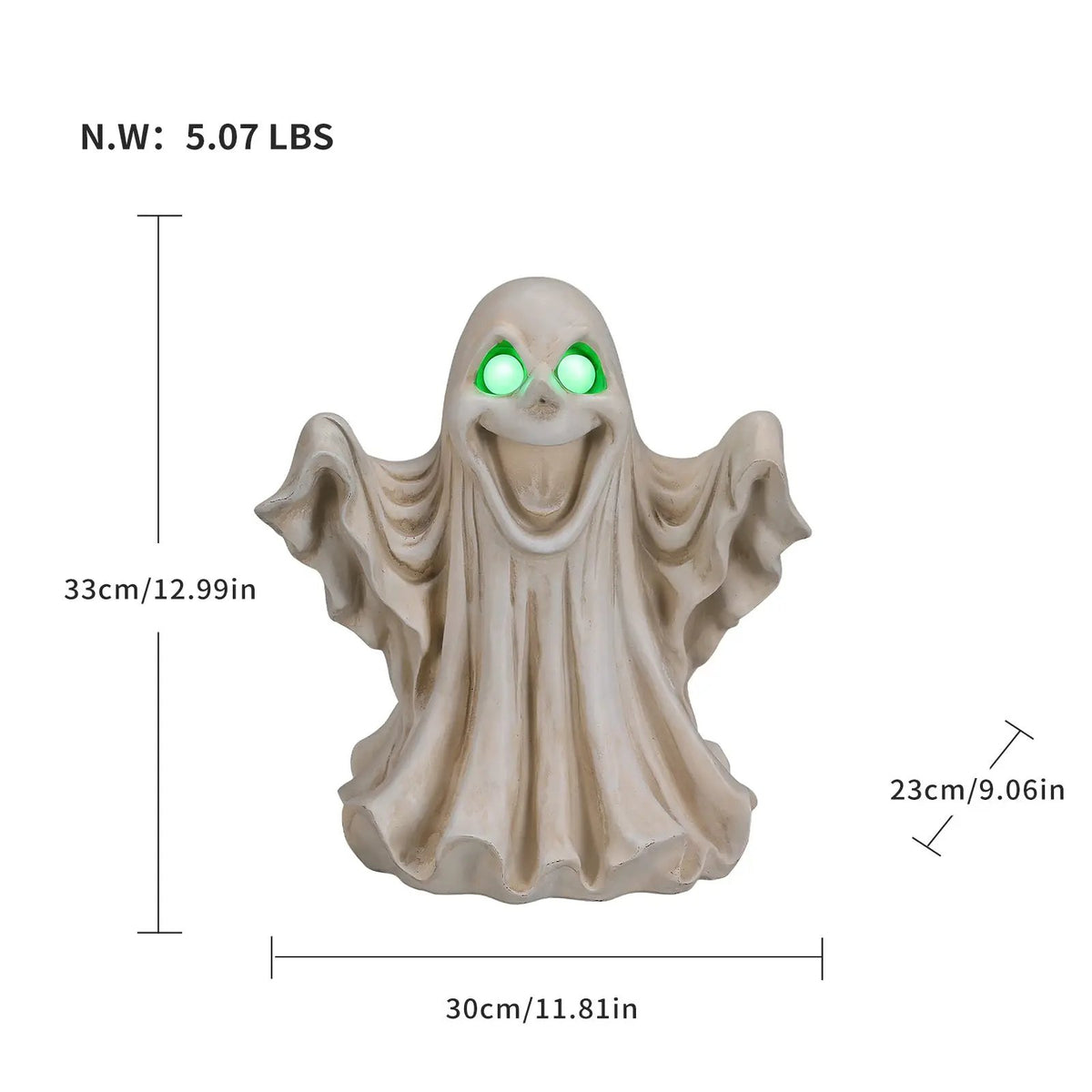 Halloween Ghost Figurine - LED Light Up with Glowing Eyes by HouseOfZazla