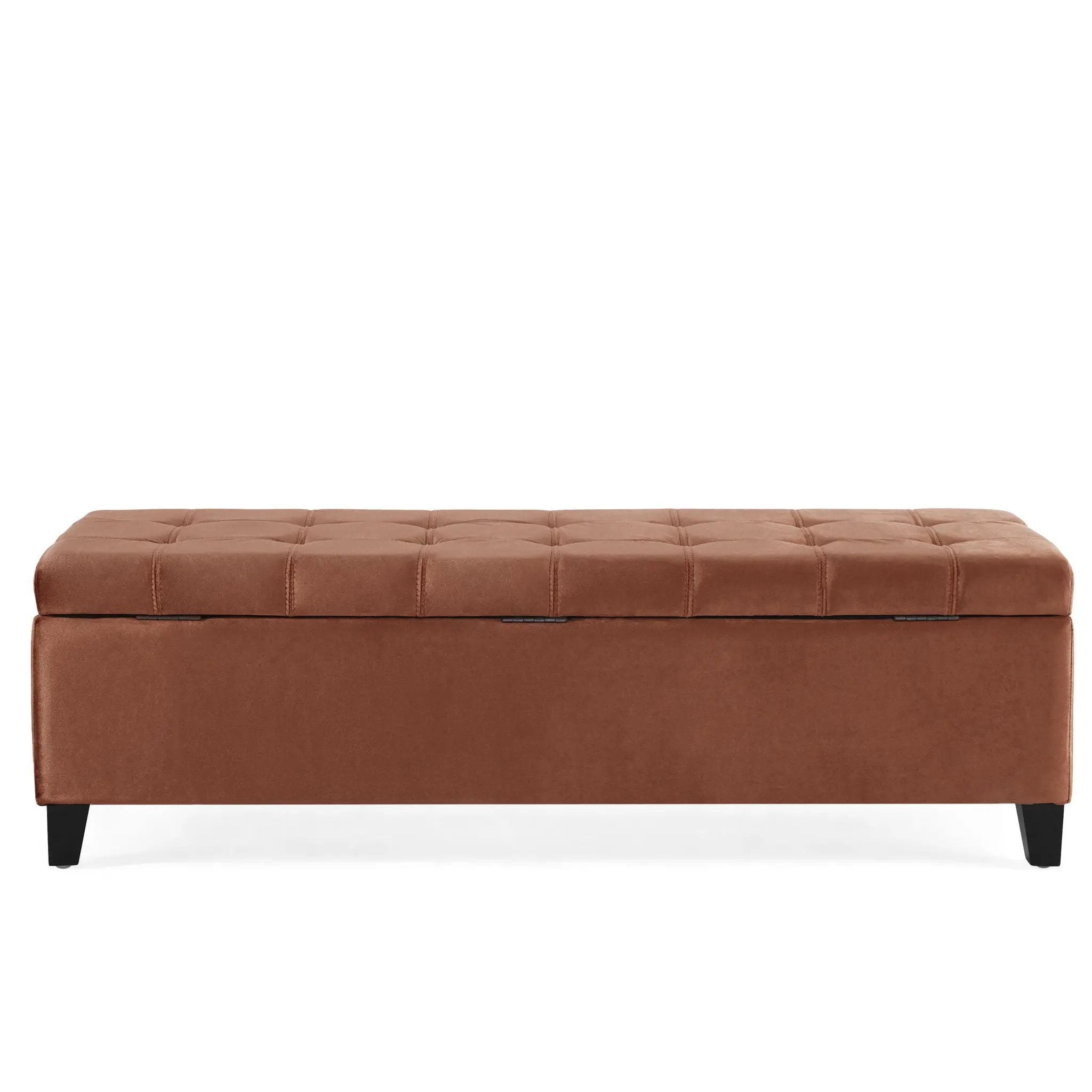 Wendover Elegant Tufted Storage Bench With Lift-Up Top And Birch Wood Legs by HouseOfZazla