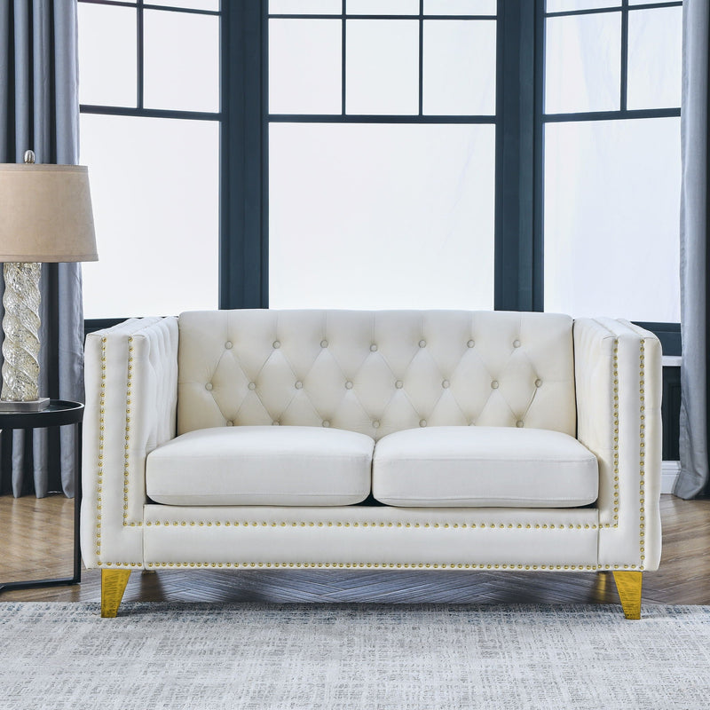 Upholstered Couch Sofa With Button Tufting For Living Room by HouseOfZazla
