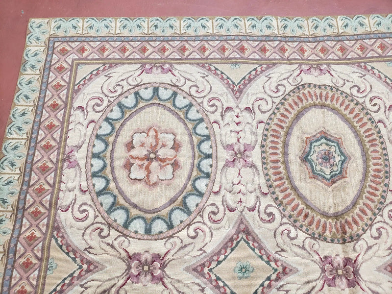 New Needlepoint Rug, 6x9 Needlepoint Carpet, Flatweave Rug, Vicotorian French European English Decor, Elegant Rug for Living Room, Handmade by Jewel Rugs