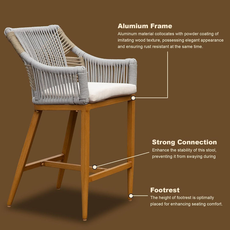Outdoor Bar Stools Set of 2 with Arm and Backrest by HouseOfZazla