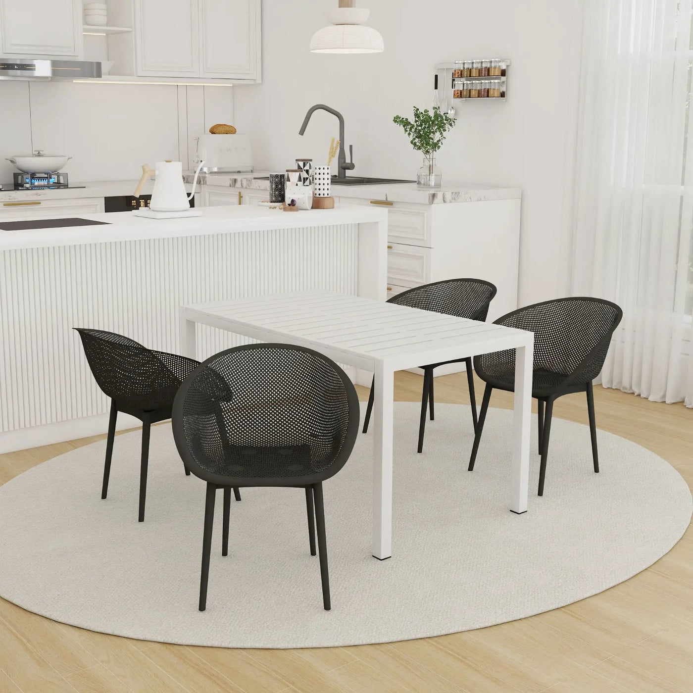 4 Pack Lounge Chair Set With Long Table by Unique Piece Furniture