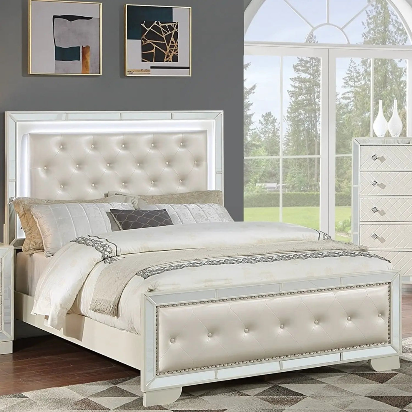 3 Piece Bedroom Set, Bed With LED Lights And 2 Nightstands by HouseOfZazla