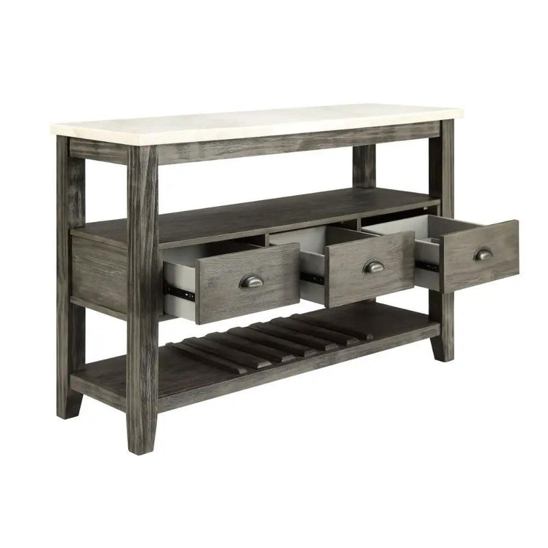 Merel - Server - White Marble Top & Gray Oak by Unique Piece Furniture