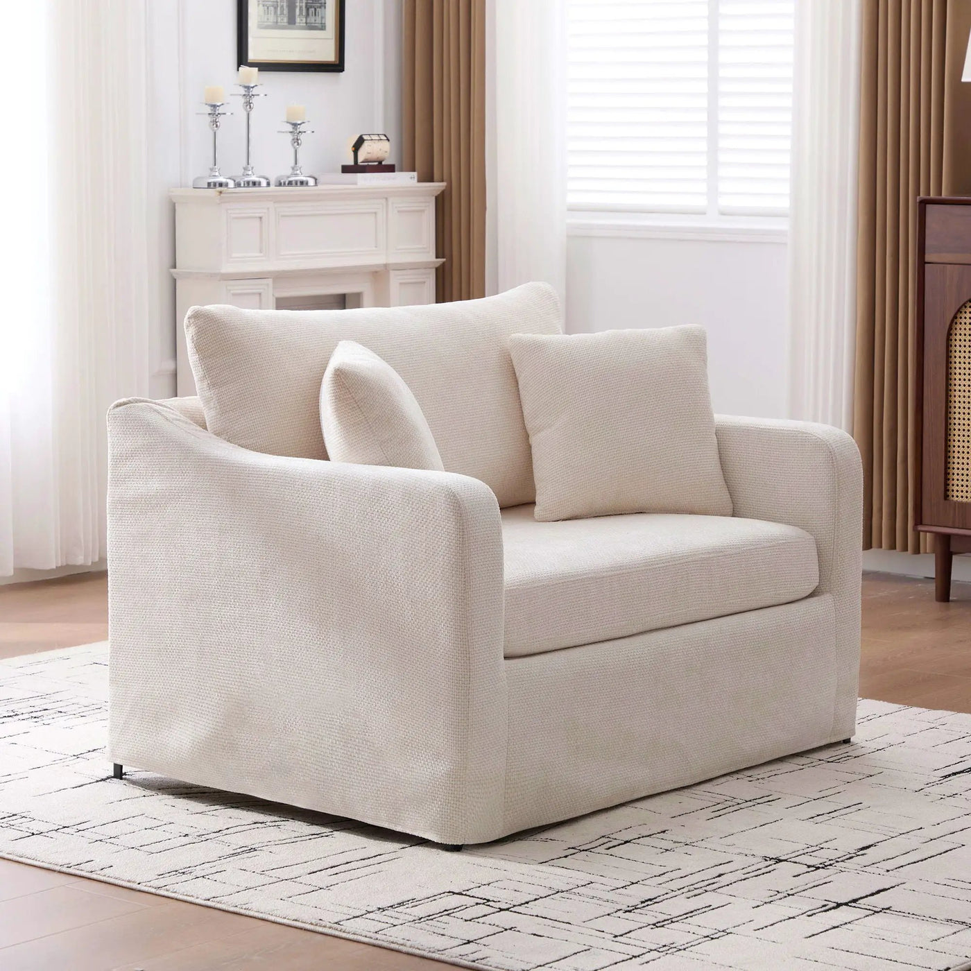 Farmhouse Accent Chair With 2 Bolster Pillows by Unique Piece Furniture
