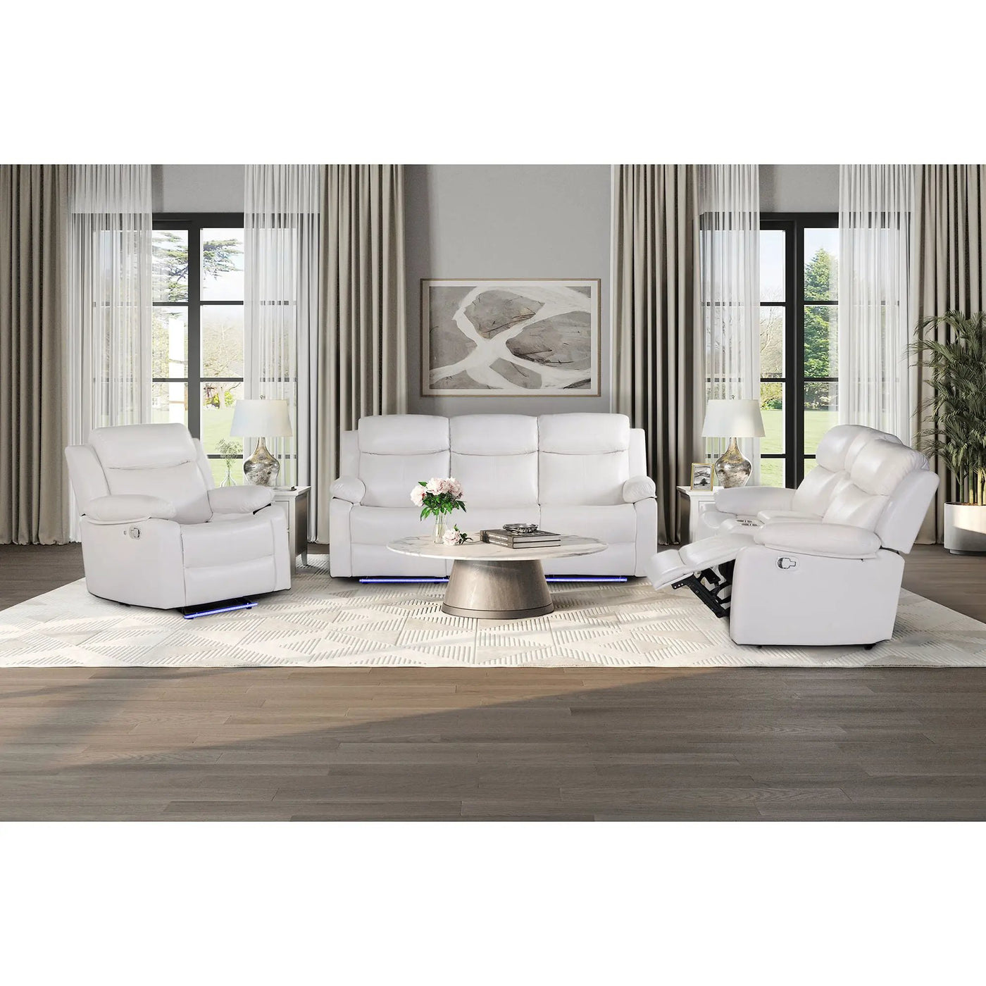Blanche - Glider Recliner With LED, Pillow Top Arms by HouseOfZazla