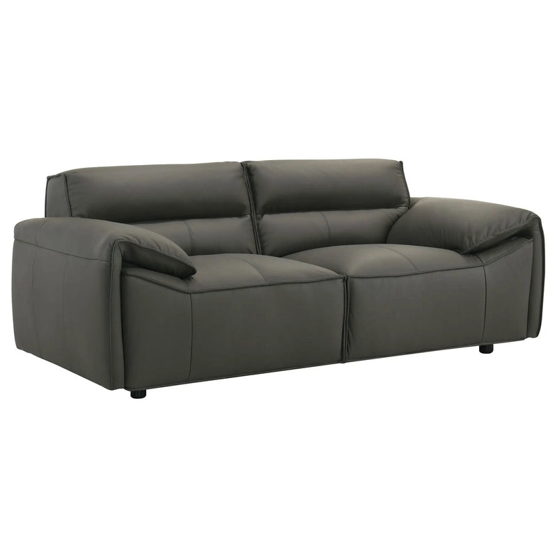 Buxton Top Grain Leather Upholstered Loveseat Graphite by Unique Piece Furniture