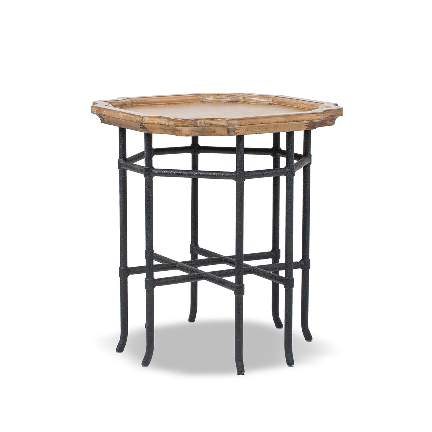 Foundry 24" Square Reclaimed Pine Wood & Iron Side Table Antique by HouseOfZazla