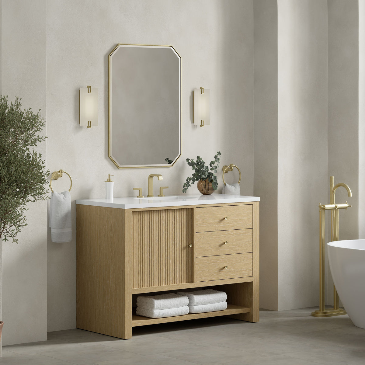 James Martin Marigot 48" Single Bathroom Vanity, Sunwashed Oak, view 28