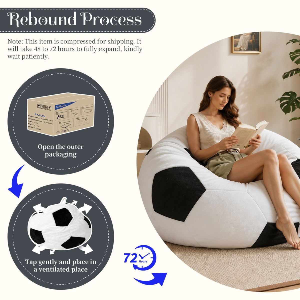 Big Soccer-Shaped Bean Bag Chair, photo 5 of 10