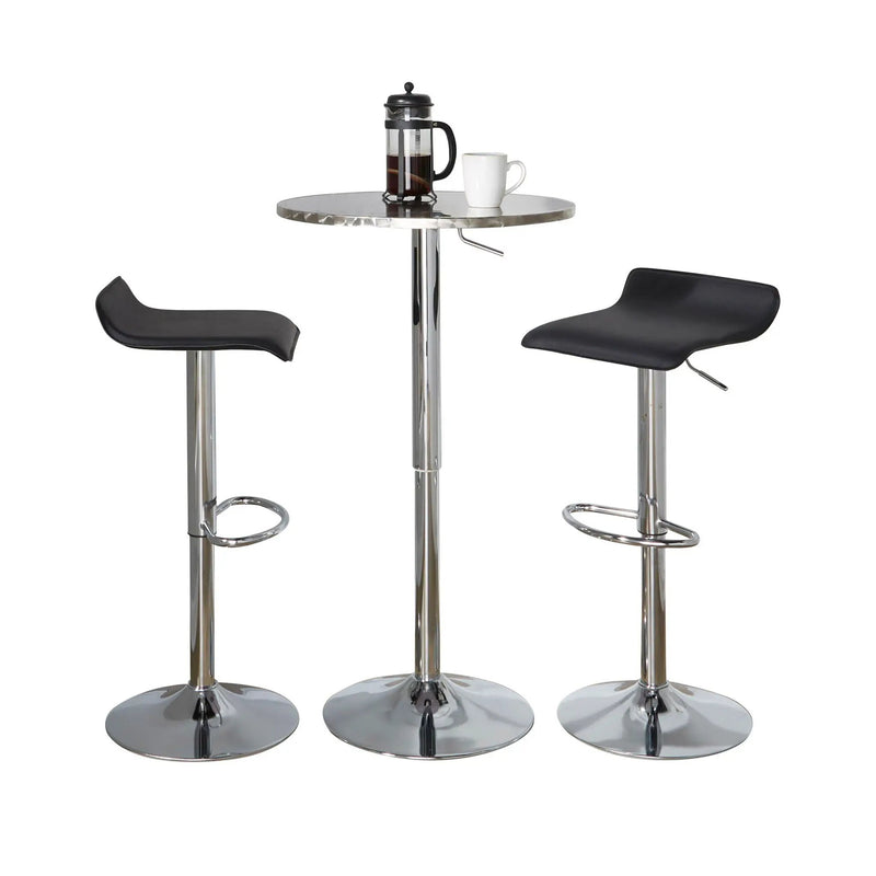 Ale - 3 Piece Bar Set Bistro Round Contemporary Adjustable Oval Footrest by HouseOfZazla