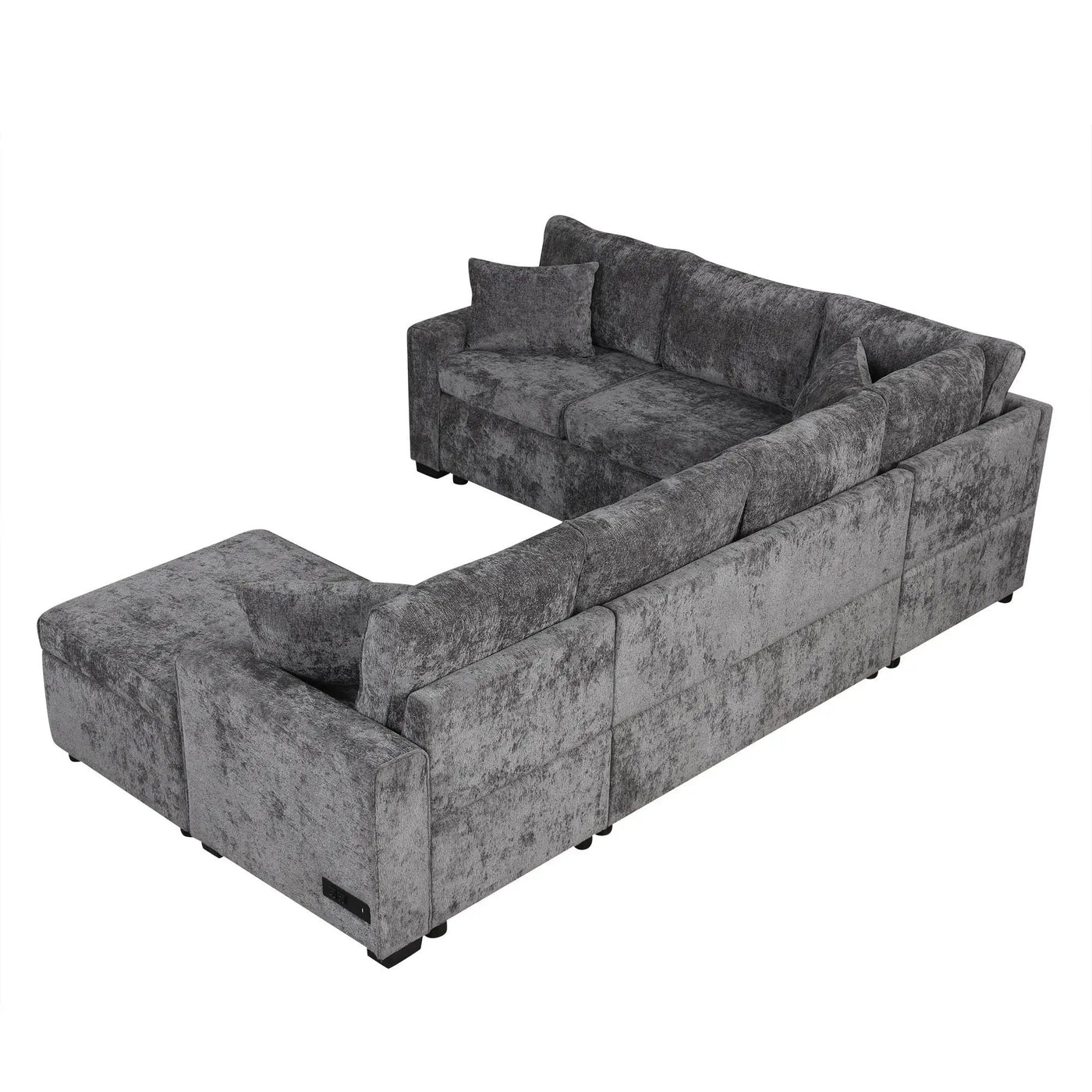 Sectional Sofa Pull-Out Sofa Bed Sleeper With A Storage Ottoman, Three Pillows And Charging Devices For Living Room by HouseOfZazla