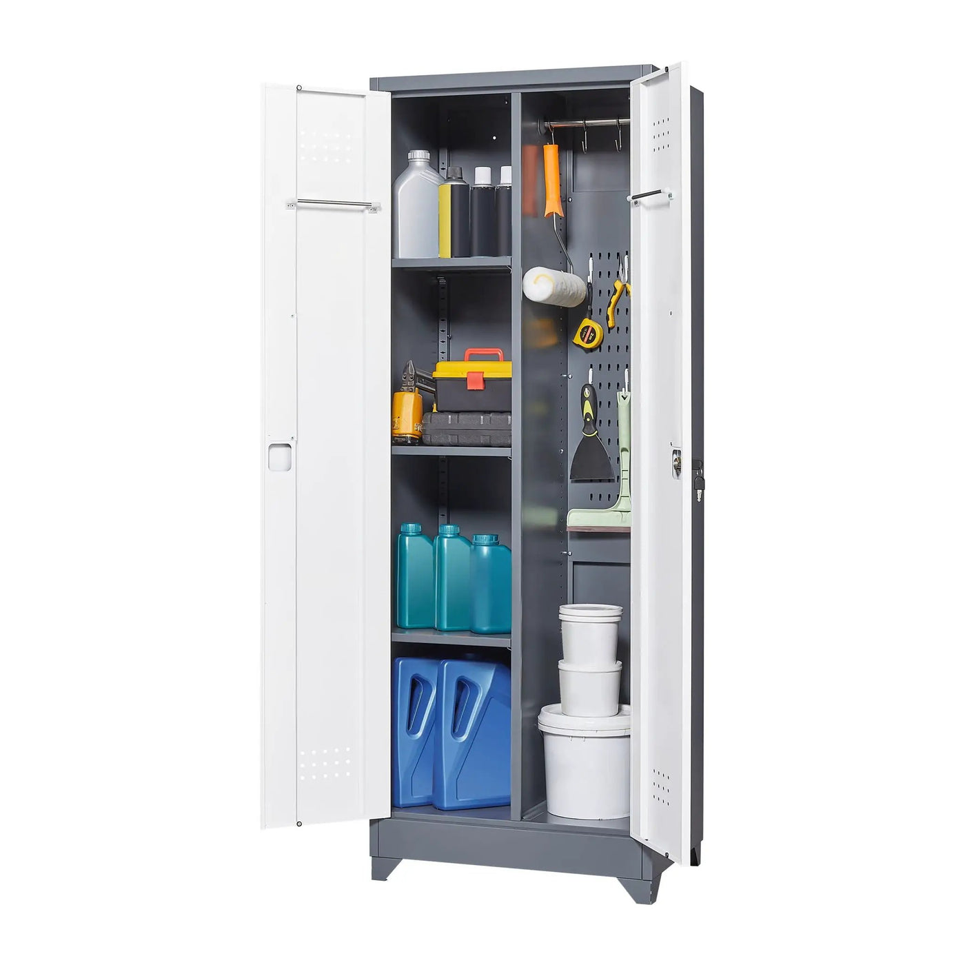 Lockers With Locking Doors, Adjustable Shelves, High Broom Tool Storage Cabinet by HouseOfZazla